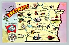 AR-Arkansas, Greetings View Map, Landmarks, Vintage Postcard picture