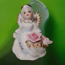 Vtg 1950's Lefton June Birthday Girl Angel Ceramic Figurine picture