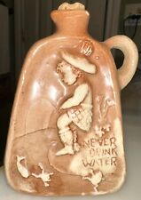 Vintage Never Drink Water Boy Fishing Bottle/Flask / Decanter picture