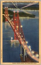 San Francisco, California Postcard Night View, GOLDEN GATE BRIDGE Curteich Linen picture