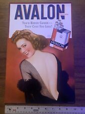 1940’s Avalon Cigarette Original Vintage Litho Paper Advertisement Pretty Lady picture