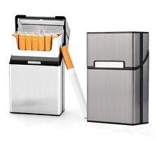 2 Pack Cigarette Case Magnetic Brushed Aluminum Case King Size 20 Capacity 85mm picture