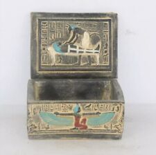Rare Ancient Egyptian Mummification Box Pharaoh Isis Anubis Antique Jewelry Box picture