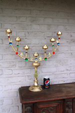 Antique neo gothic brass Stones Church candelabras candle holder picture