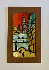 Vintage Jerusalem Art Pottery Tile Plaque Glazed Ceramic Judaica Israel 4.5x7.5” picture