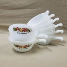 Vintage Anchor Hocking Fire-King Milk Glass Handled Soup/Chili Bowls Set of 8 picture