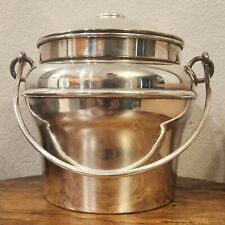 Vtg Fisher Ice Bucket K308 Lidded Silverplated Mid Century Modern Glass Liner picture