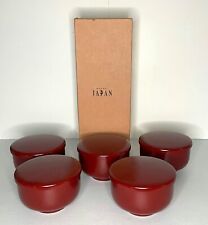 Vintage Showa Lacquerware Suction Bowls with Lids / Plates  Set of 5 Japan Red picture
