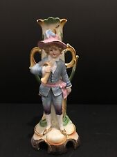 Vintage German DEP Porcelain Figurine Boy Bisque Gebruder Heubach Horn Bud Vase picture