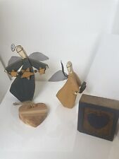 Primitive Country Handcrafted Wooden Angels Folk Art & Other Wooden Accent Piece picture
