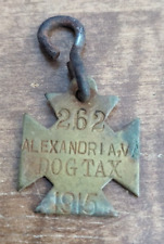 Vintage 1926 Alexandria Virginia, Brass Dog Tag Tax License #262 picture
