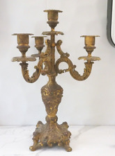 Antique Gold Candelabra,  Ornate Candelabra hold 4 candles 13.5in t picture
