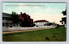 Titusville FL-Florida, Brevard Co Courthouse, Episcopal Church, Vintage Postcard picture