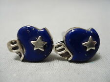 INCREDIBLE VINTAGE NAVAJO COWBOYS STERLING SILVER LAPIS CUFFLINKS picture