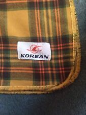 Korean Airlines Plaid Lap Blanket Tan Green Red Travel Throw 54inx44in unused... picture