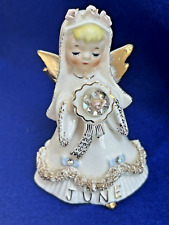 Lefton JUNE Birthday Girl June Bride Angel Figurine Rhinestones Vintage 1950s picture