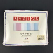Westpoint Stevens Basics Twin Flat Sheet Pink Blue Stripe No Iron Made in USA picture