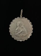 Madonna and Child 900 Silver Large Christian Religious Charm picture