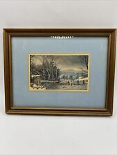 Vintage Winter In The Country Currier & Ives Framed In 1967 picture