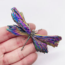 1pc Natural Rainbow Aura dragonfly carving Crystal Quartz Healing Reiki gift picture