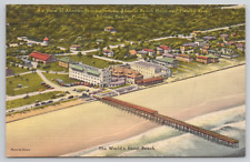 Atlantic Beach Florida Beach View Hotel And Pier Linen Postcard picture