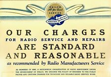 RARE Vintage PHILCO SERVICE RADIO REPAIR RATES, 1940s Original Tin Sign VGC NICE picture
