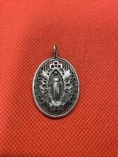 Vintage Sterling Silver Catholic Religious Caged Filigree Miraculous Medal picture
