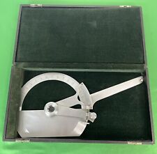 Vtg Nickel Silver? US 8” Semi-Circular Protractor w Arm Drafting Tool, Case picture