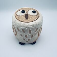 Shigaraki Ware Hechimon Pottery Owl Japanese Kyorori White Owl Animal Ornament picture