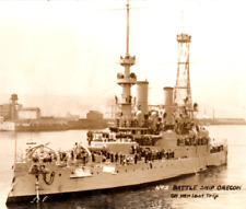 USS Oregon Battleship US Navy Ship Last Trip RPPC Real Photo Postcard picture