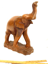 Vintage Large Wooden Carved Mammoth Elephant Statue 20” Tall 13”wood Figurine picture