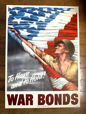 Original 1944 WWII Poster- To Have and to Hold War Bonds- American Flag picture
