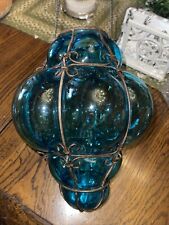Vintage Mid Century, Blue Green Murano Glass Pendant Needs Light Kit picture