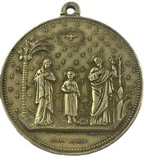 Vintage Catholic Signed Penin Holy Family Gold Tone Religious Medal, France picture