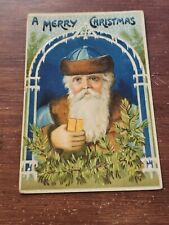 Antique Santa Blue Robe Hat Embossed Postcard Postmark 1911 Printed Germany 901 picture