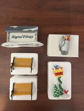 Dept 56 Christmas Village  Collection Bundle (Benches,  Mailbox, Sign, Trashcan) picture