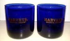 PAIR OF HARVEY'S BRISTOL CREAM COBALT BLUE 10oz TUMBLER GLASSES MARKED picture