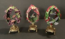 Franklin Mint House of Faberge Hummingbird Egg Bird With Stand. Lot Of 13 picture