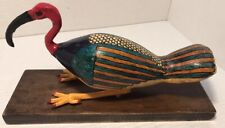 Vintage 1960s FOLK ART Egyptian HAND PAINTED Mid Century THOTH IBIS Sculpture picture