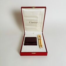 RARE Cartier STYLO Ballpoint Pen Pencil Coin Wallet Set - Gold Plated - Full Set picture