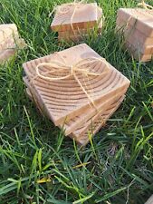 Wooden Coaster Set Gift Set - 4 Homemade Pine Wood Rustic Coasters FAST SHIPPING picture