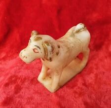 1900's Old Antique Vintage White Marble Stone Rare Golden Work Dog Figure Statue picture