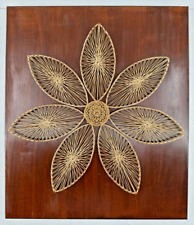 Mid-Century Modern 1970s String Art Sun Flower Wood Decorative Wall Plaque picture