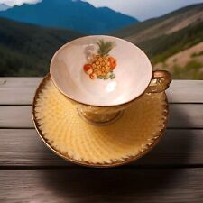 Beautiful Footed Yellow & Gold Trimed Demitasse Cup & Saucer MADE IN JAPAN 1952 picture