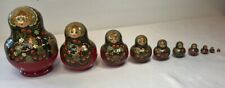 Vintage Woman Multicolor Hand Painted Russian Matryoshka Nesting Dolls 10pc picture