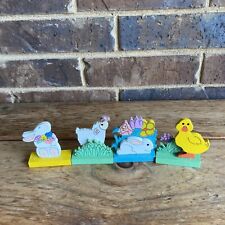 Vintage 1985 Wood Bunny Rabbit Lamb Sheep Duck Easter Decor R. Dakin Lot Of 4 picture
