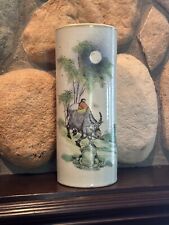 Vintage Chinese Hat Stand / Tall Vase 10.75”/ Young Man Riding On Yak picture