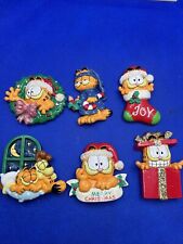 Paws Enesco Garfield Magnet Lot — 1996 —Christmas Magnets picture