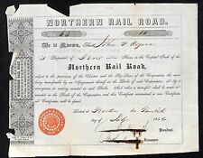 1846 Boston MA Northern Railroad Stock Certificate VERY LOW No. 63 for 10 Shares picture