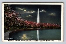 Washington DC, Washington Monument, Japanese Cherry Blossoms Vintage Postcard picture